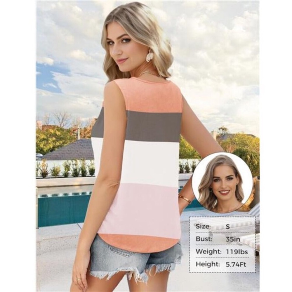 Summer Tank Tops for Women Loose Fit Pleated Square Neck Sleeveless Tops Flowy - Picture 6 of 9